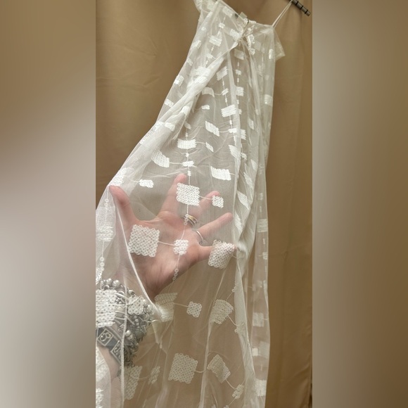 Pam Chorley sheer ivory  sequin maxi dress cover angelcore fairycore One Size - Picture 3 of 8